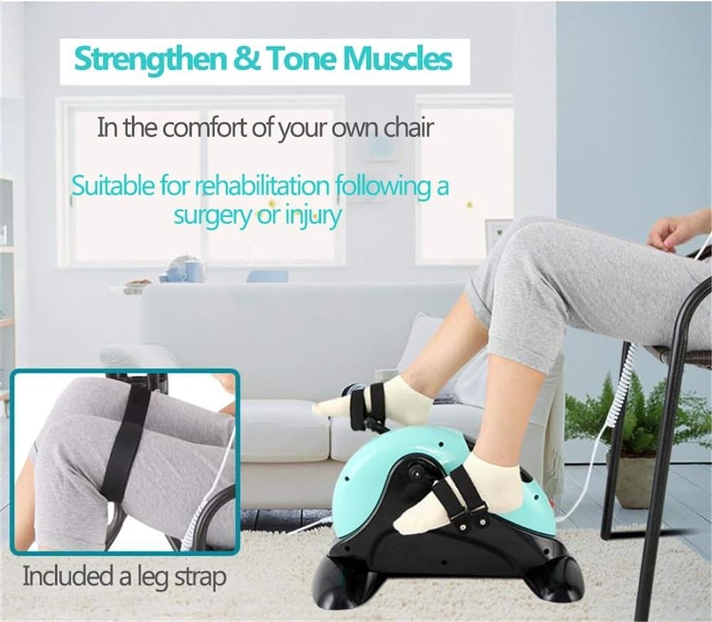Motorized Leg and Arm Pedal Exerciser Mini Exercise Bike with Bonus Mat, Fitness Electric 4-Speed Adjustable for Home and Office