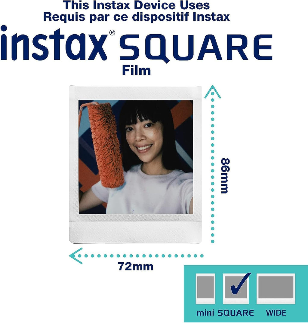 Fujifilm Instax Square SQ40 Instant Camera Vintage Black Bundle with 2 Pack Fuji Instax Film Value Pack (40 Exposures) + Carrying Case + Cleaning Cloth