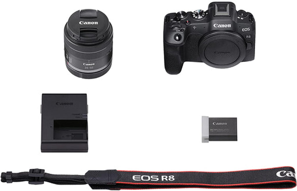 Canon EOS R8 Camera Bundle with 24-50mm + 420-800mm Super Telephoto Lens +128GB Extreme Speed Card, U-Grip, Microphone, LED Video Light, Spare Battery, Filter Kit, More (Extreme Pro-Bundle) (Renewed)