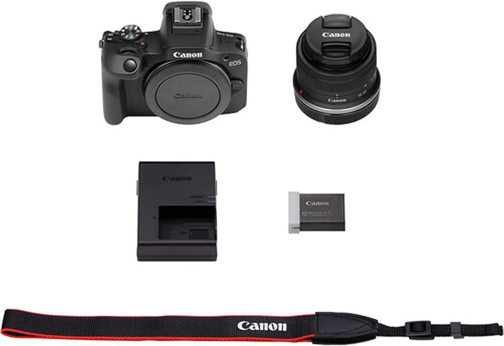 Canon EOS R100 24.2MP APS-C CMOS Sensor Mirrorless Camera with 18-45mm Lens, 128GB Extreme Speed Memory, Video Light, Microphone, Grip, Filters, Lenses, Case, Software, More (Premium Bundle) (Renewed)