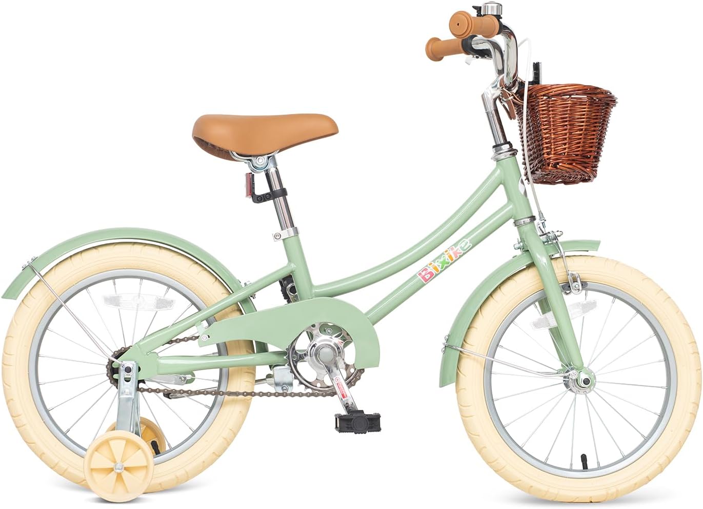 Bixike Retro Design Girls Bike with Basket and Coaster Brake for 3-13 Years Old Kids, 14 16 18 Inch Bicycle for Toddlers with Training Wheels, 20 Inch with Kickstand, Multiple Colors