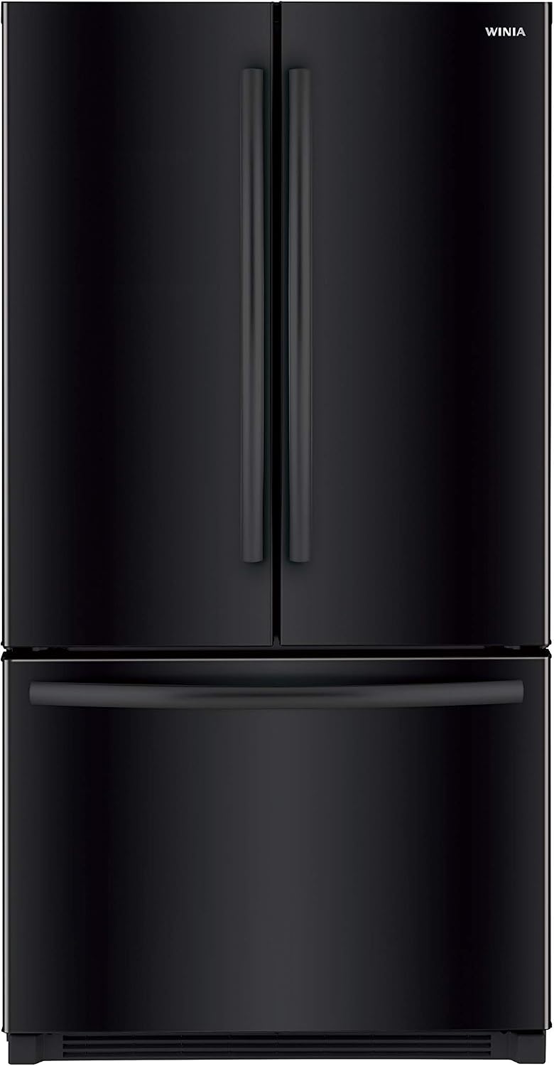 Winia WRFS26ABBD French Door Non-Dispenser Refrigerator, 26.1 Cu.Ft, Black