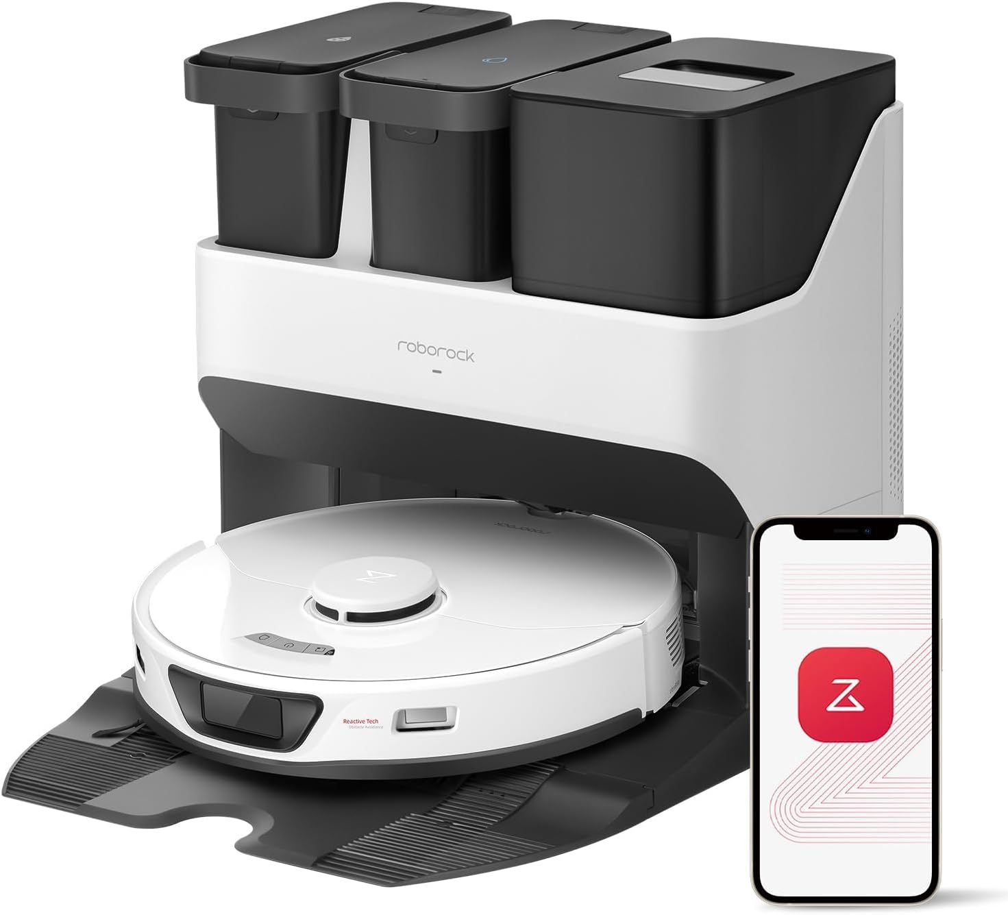 roborock S7 Max Ultra Robot Vacuum and Mop Combo, Auto Mop Drying, Auto Mop Washing, Self-Emptying, Self-Refilling, 5500Pa Suction, Reactive Tech Obstacle Avoidance, White (Renewed)