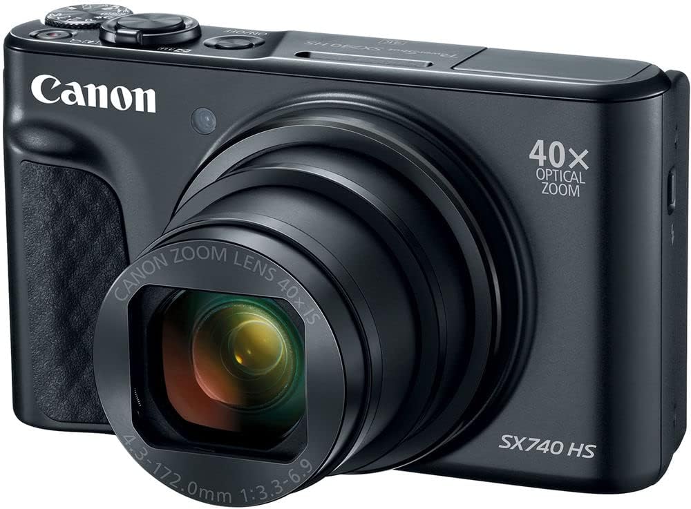 Canon PowerShot SX740 HS Digital Camera (Black) (2955C001) + 64GB Memory Card + Card Reader + Deluxe Soft Bag + Flex Tripod + Hand Strap + Memory Wallet + Cleaning Kit