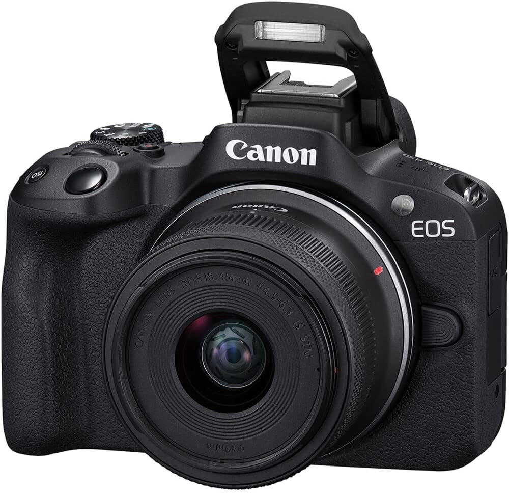 Canon EOS R50 Mirrorless Digital Camera Body Black with Canon RF-S 18-45mm f/4.5-6.3 is STM Lens 3 Lens Kit with 128GB Memory + 3pc Filter Kit + Case + Tripod + More (39pc Bundle) (Renewed)