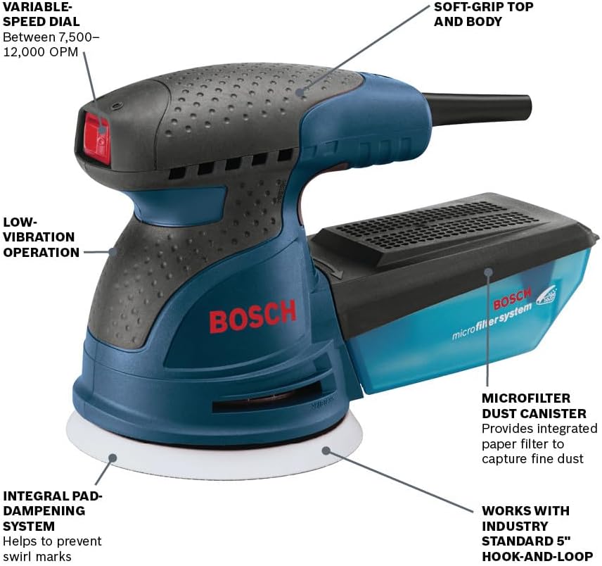 Bosch ROS20VSK 5 In. Palm Random Orbit Sander/Polisher