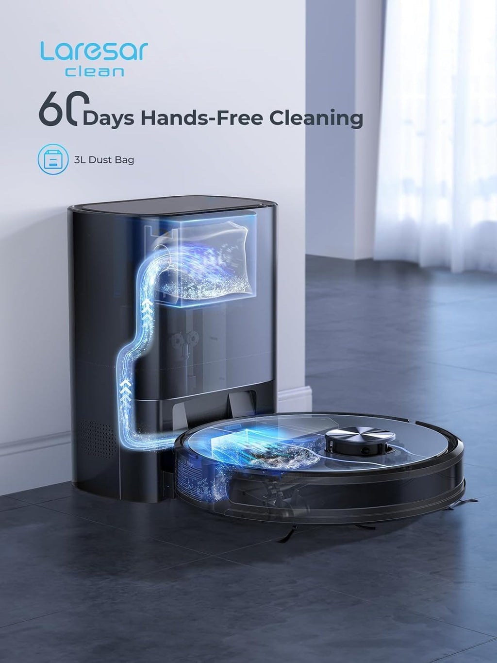 Robot Vacuum and Mop Combo, 5000Pa Robotic Vacuum with Self Emptying Dock for 60 Days, Smart Lidar Navigation Robot Vacuum Cleaner, Mapping, APP/Voice Control for Per Hair, Hard Floor and Carpet