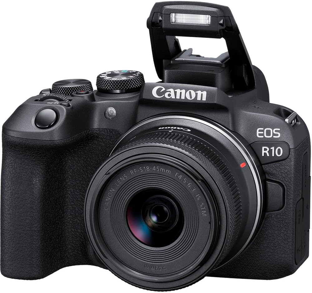 Canon EOS R10 Mirrorless Camera Kit with RF-S 18-45mm Lens | 24.2MP APS-C, 4K Video, Dual Pixel AF, 15fps Burst, Perfect for Beginner Photographers & Vloggers (5331C009) + 64GB Card + Shoulder Bag