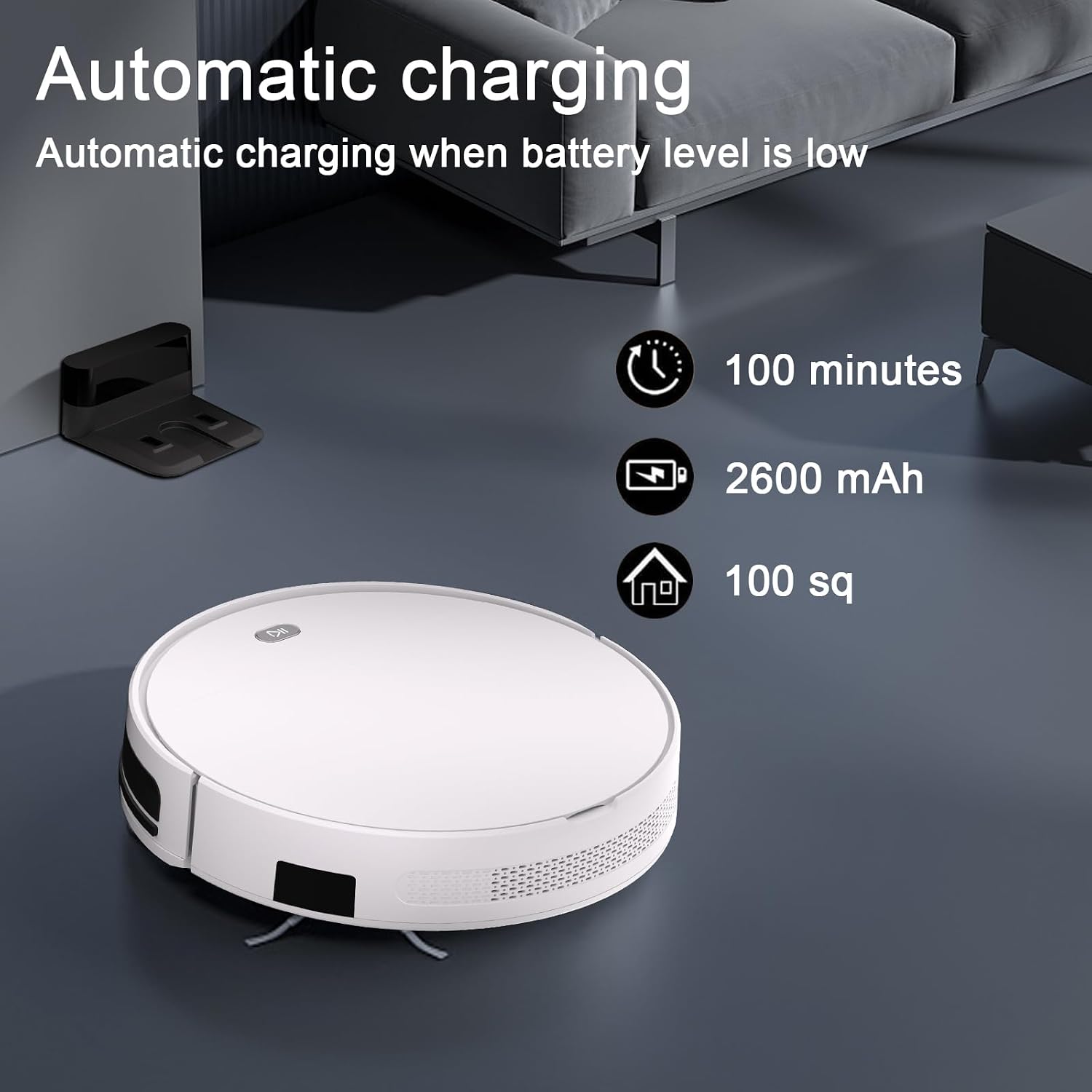 Robot Vacuum and Mop Combo,4500Pa Strong Suction,Anti-Tangle Brushless Inlet 2 in 1 Super Thin Robotic Vacuum with App/Remote/Voice Control, Self-Charging,for Pet Hair, Hard Floor, Low-Pile Carpet-W