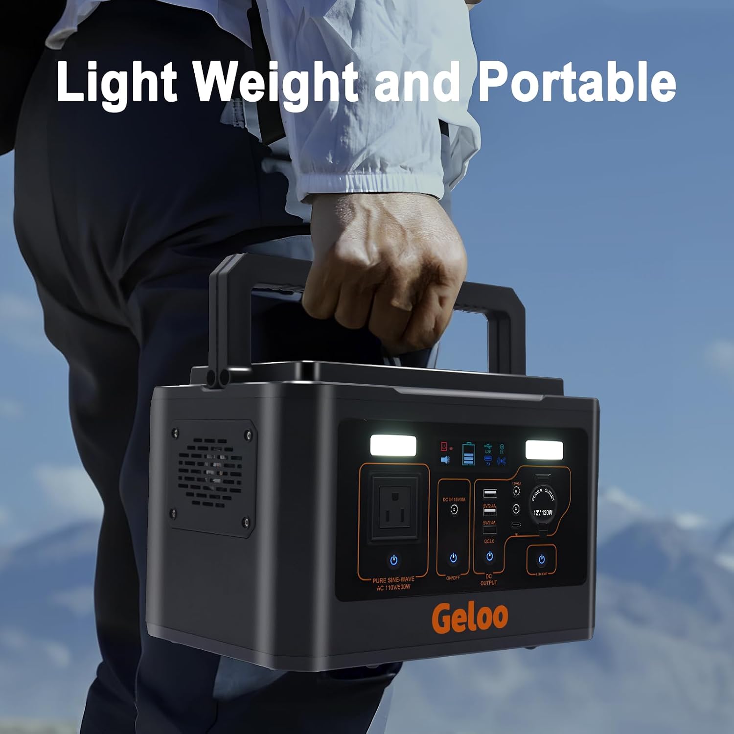 Geloo 500W Portable Solar Generator with 110V/500W AC Outlet, 135000mAh Capacity, 499Wh, Black