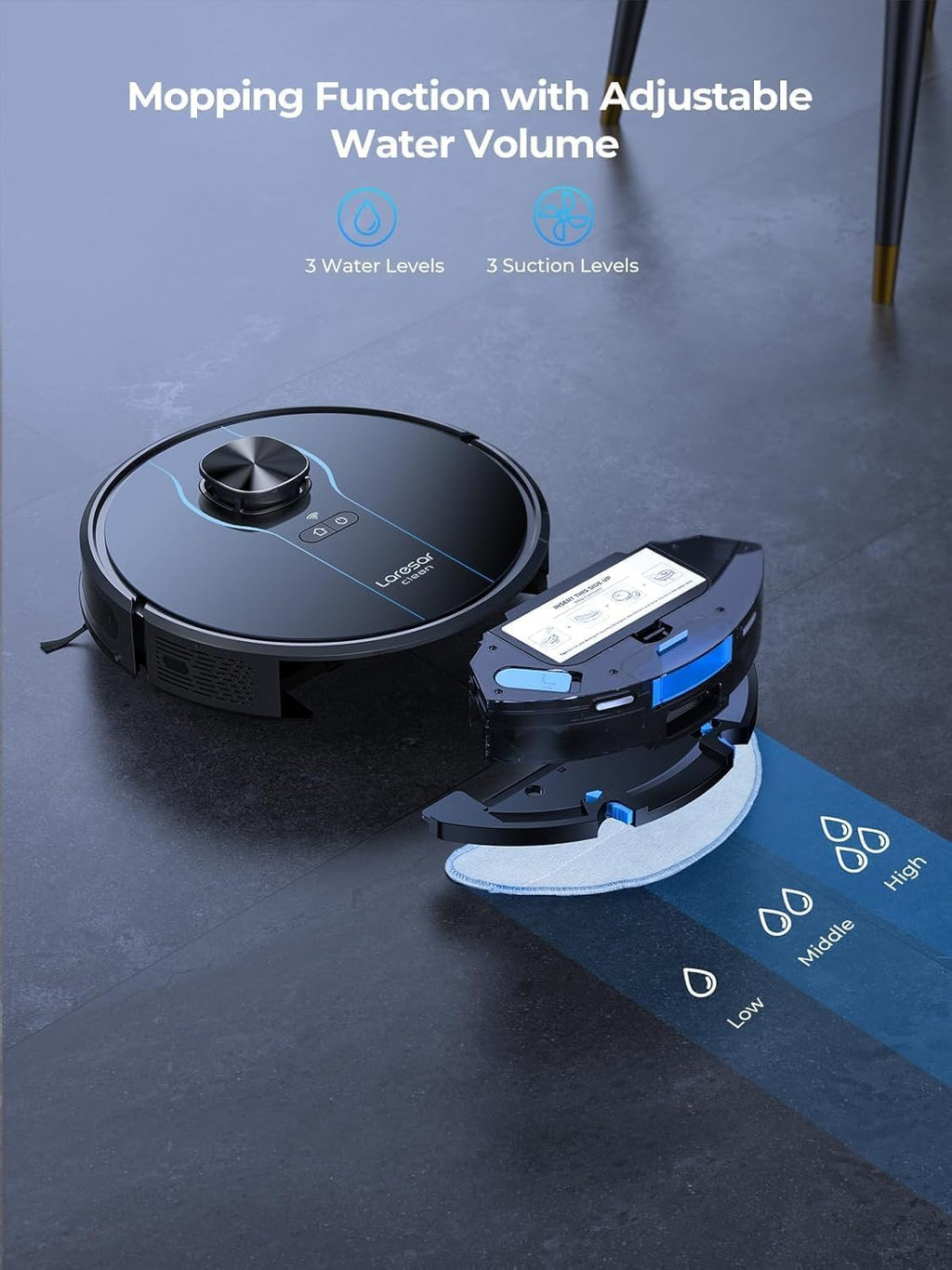 Robot Vacuum and Mop Combo, 5000Pa Robotic Vacuum with Self Emptying Dock for 60 Days, Smart Lidar Navigation Robot Vacuum Cleaner, Mapping, APP/Voice Control for Per Hair, Hard Floor and Carpet