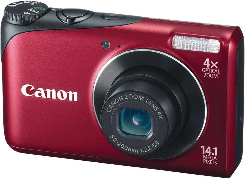 Canon Powershot A2200 14.1 MP Digital Camera with 4x Optical Zoom (Red) (Renewed)