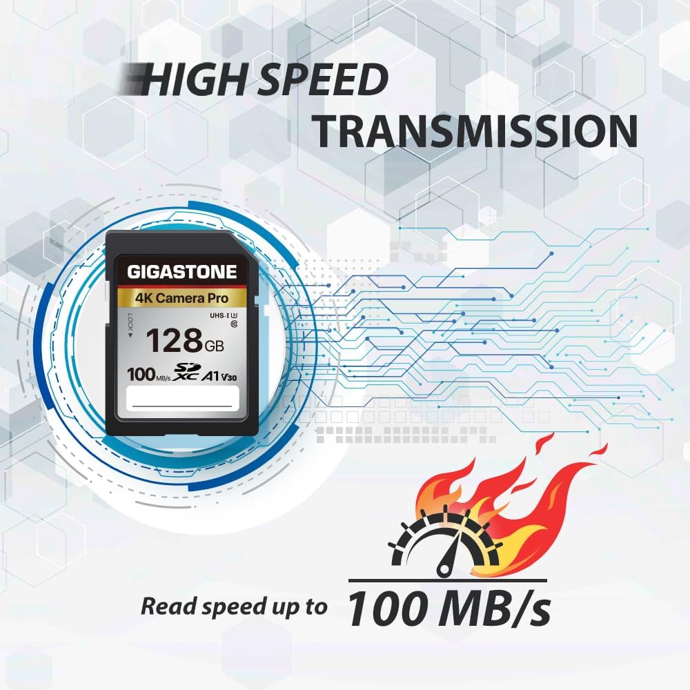 【5-Years Data Recovery】 GIGASTONE 128GB SD Card 2-Pack, 4K Camera Pro, A1 V30 SDXC Memory Card 4K UHD Video Compatible with Canon Digital Camera, with 2 Mini Cases