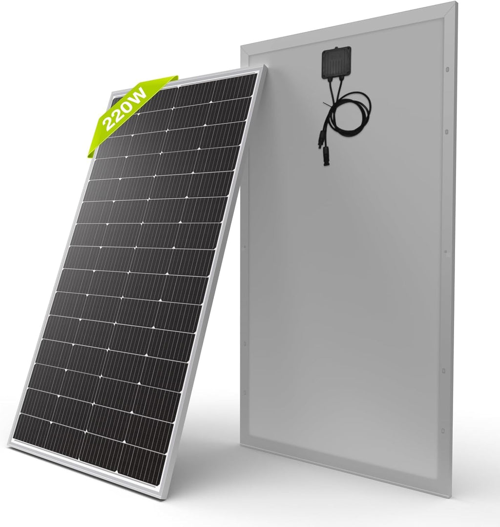 Newpowa 220W Monocrystalline Solar Panel 10BB Cell Solar Panel 220 Watt 12V High Efficiency Mono Module RV Marine Boat Off Grid