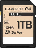 TEAMGROUP Elite 1TB UHS-I U3 V30 UHD Read Speed up to 100MB/s SDXC High Speed 4K Memory Card Compatible with Canon Sony Nikon Panasonic FUJIFILM Digital Camera TESDXC1TIV30P69