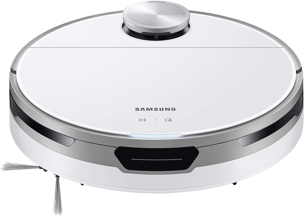 SAMSUNG Jet Bot Robot Cordless Vacuum Cleaner w/ Intelligent Power Control, Precise Navigation, Multi Surface Cleaning for Hardwood Floors, Carpets, Rugs, Anti Hair, VR30T80313W/AA, White