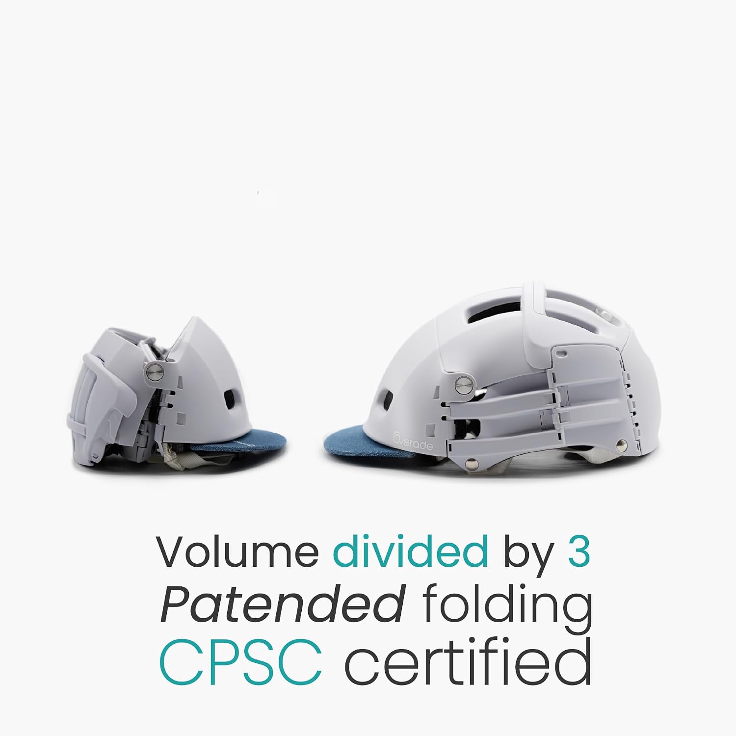 Overade Plixi Foldable Helmet - for Bike, Kick Scooter, e-Bike - Volume Divided by 3 when Folded- Same Protection as Classic Helmet
