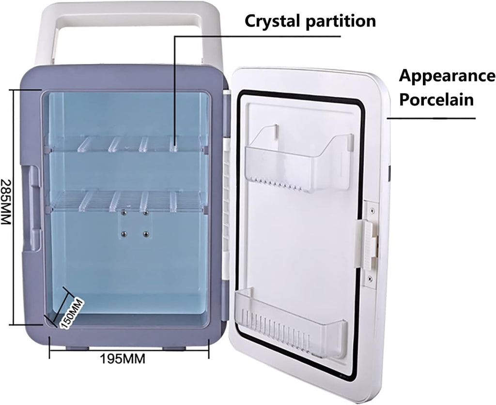 10L Mini Fridge Portable Refrigerator Electric Reefer Thermoelectric Cooler Food Warmer & Drinks Chiller for Cars, Homes, Offices, and Dorms AC+DC Power Compatibility