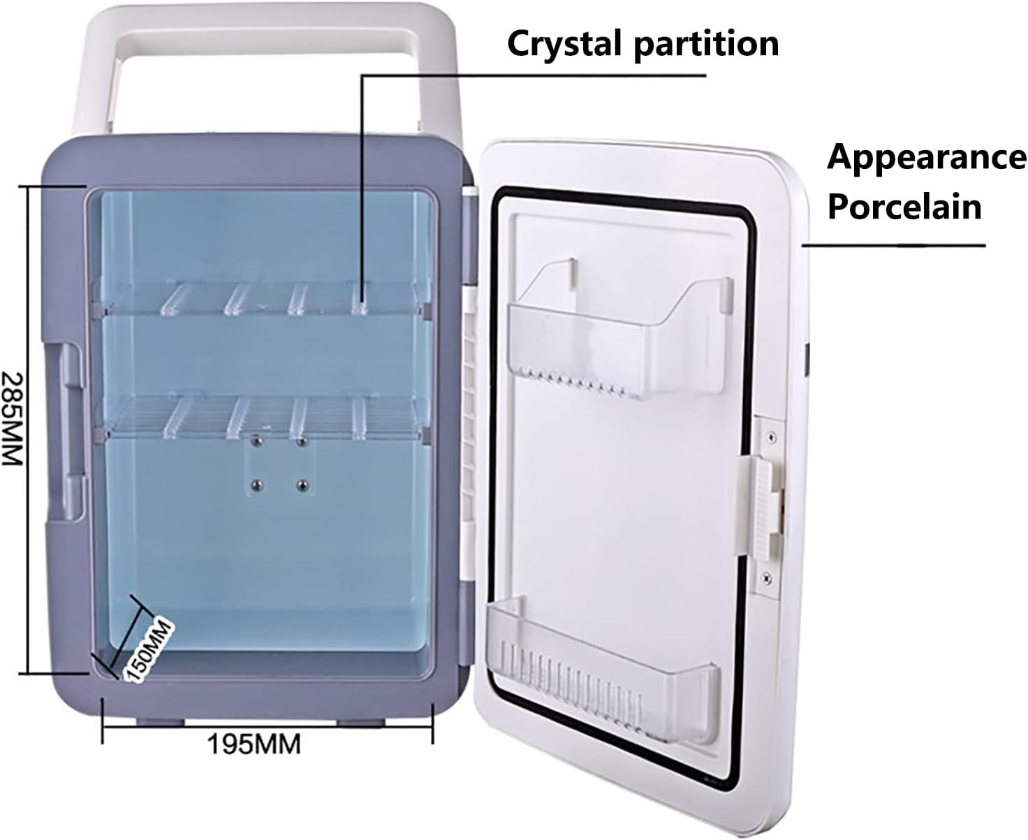 10L Mini Fridge Portable Refrigerator Electric Reefer Thermoelectric Cooler Food Warmer & Drinks Chiller for Cars, Homes, Offices, and Dorms AC+DC Power Compatibility