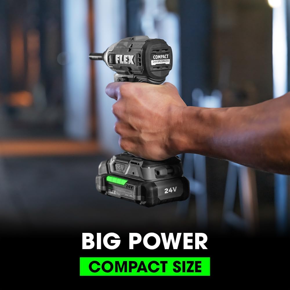 FLEX 24V Brushless Cordless 1/4-Inch Hex Compact Impact Driver Self-Tapping Screw Mode Kit with 2.5Ah Lithium Battery and 160W Fast Charger - FX1331-1A
