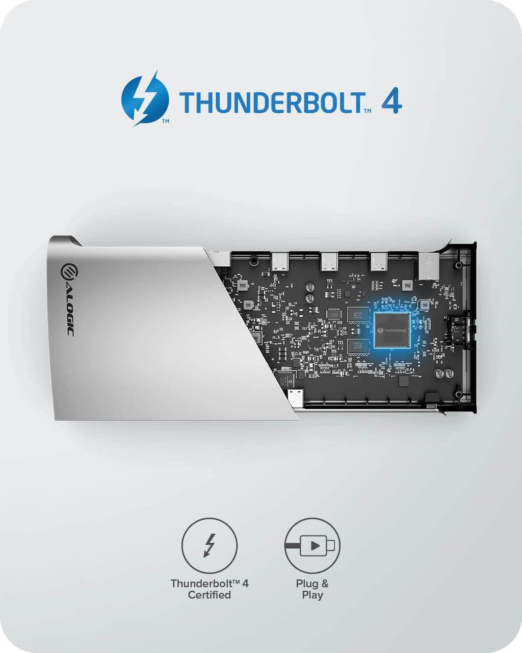 ALOGIC Thunderbolt 4 Blaze 10-in-1 Docking Station, 3xUSB-C 4.0, 3xUSB-A 3.1 Gen 2, 1xUSB-A 2.0, 96W PD, 4K@60Hz, Audio Jack, Ethernet, SD Card Reader, Windows & Mac Compatible.