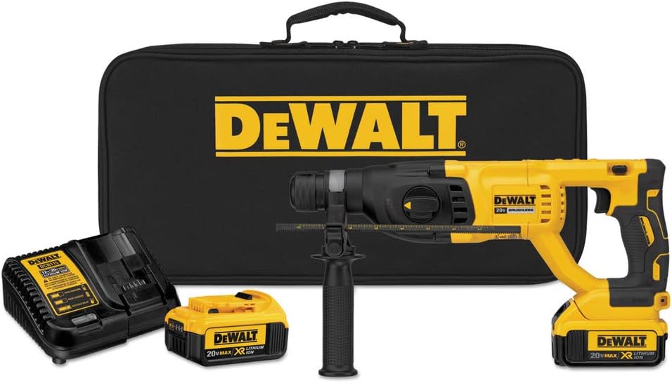 DEWALT DCH133M2 20V Max XR Brushless 1' D-Handle Rotary Hammer Kit