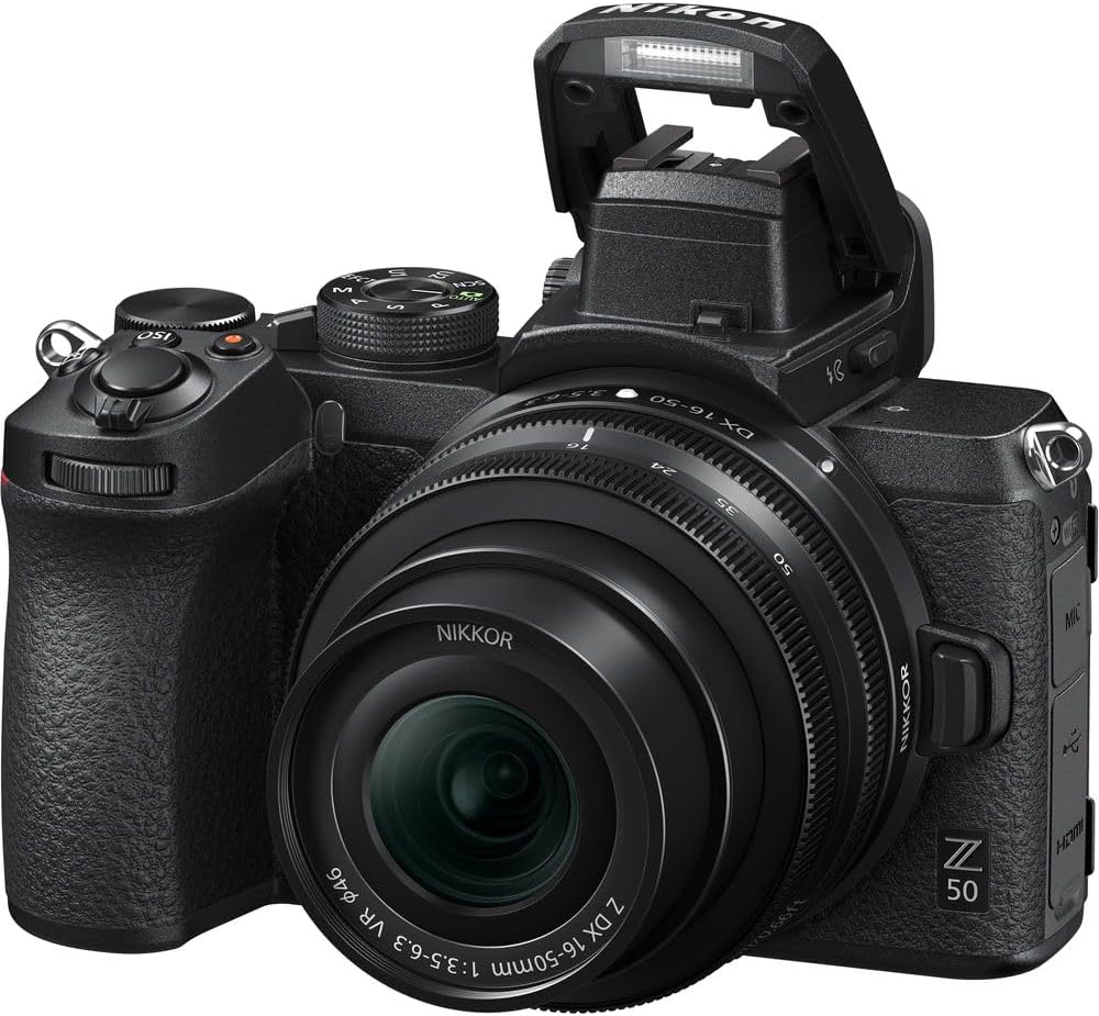 Nikon Z50 Compact Lightweight Mirrorless Camera with 16-50mm and 50-250mm Lenses + ENEL25 Replacement Battery + Extreme PRO 64GB Card+ UV Lens Filter + Photo Editing Software + More