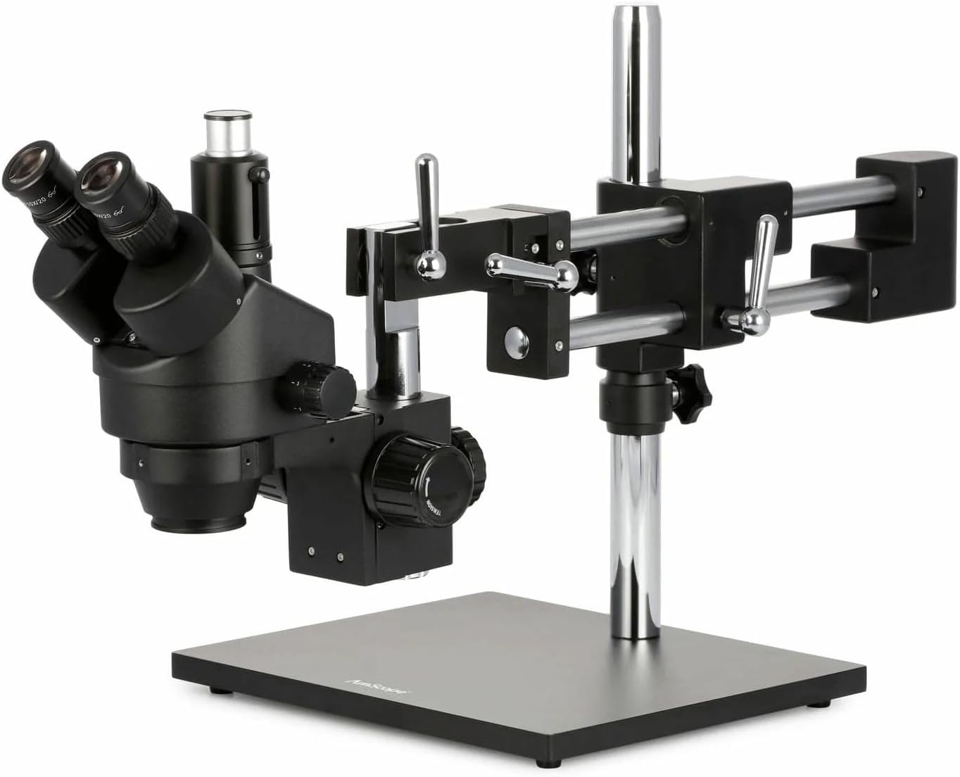 AmScope - 3.5X-180X Trinocular Stereo Zoom Microscope with Black Double Arm Boom Stand - SM-4TZZ-B
