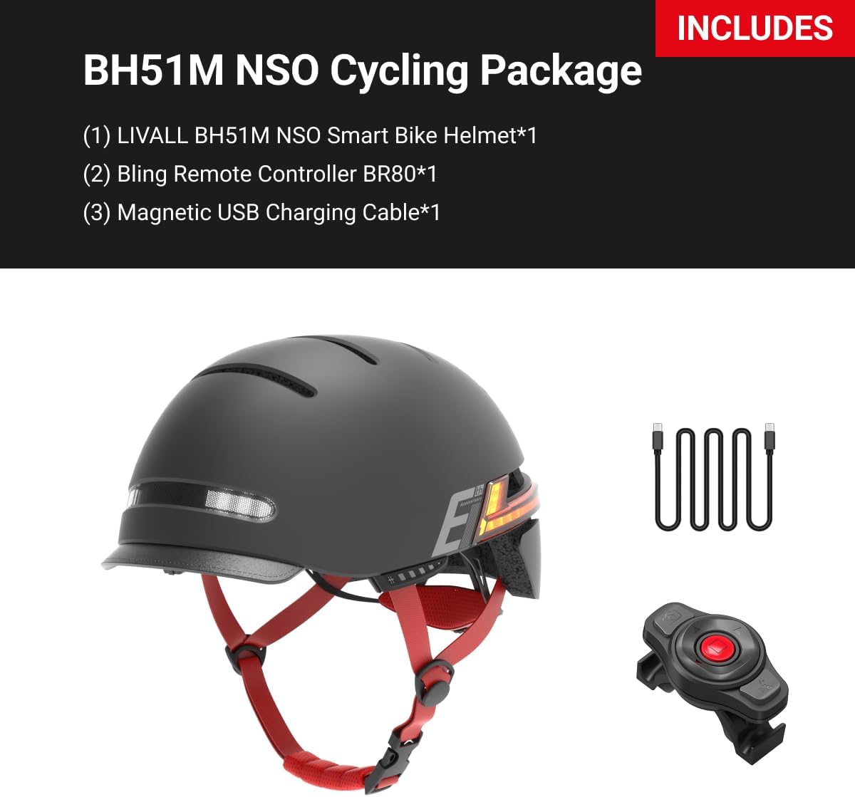 LIVALL BH51M NSO Smart Bluetooth Bike Helmet with Speakers & Built-in Microphone, CE CPSC Certified, Bicycle Helmet with Smart Turn Signals, Fall Detection, Bike Helmet with Visor for Adults Men Women
