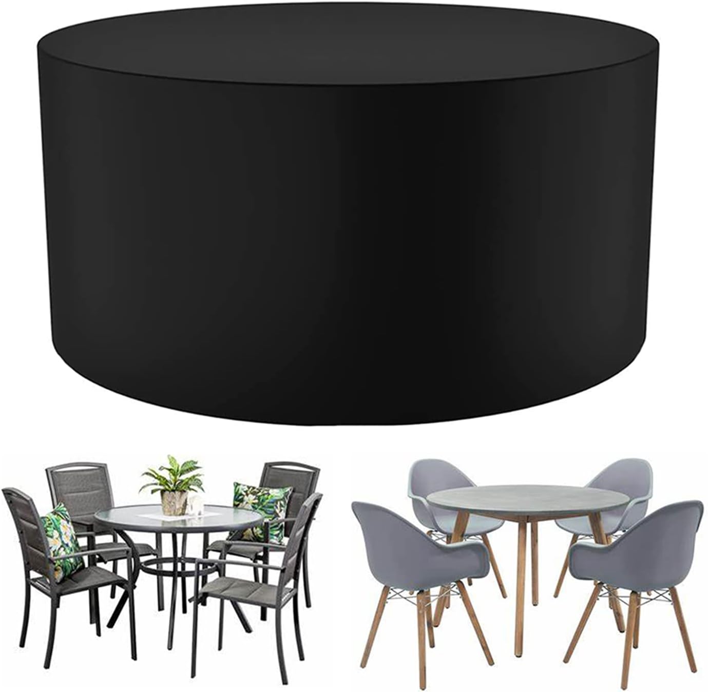 Outdoor Garden Table Set Cover 122' D x 37' H, Waterproof Patio Furniture Set Cover, 420D Dust Proof Furniture Protective Cover, Large Outdoor Stacking Chairs Cover (310x95cm)