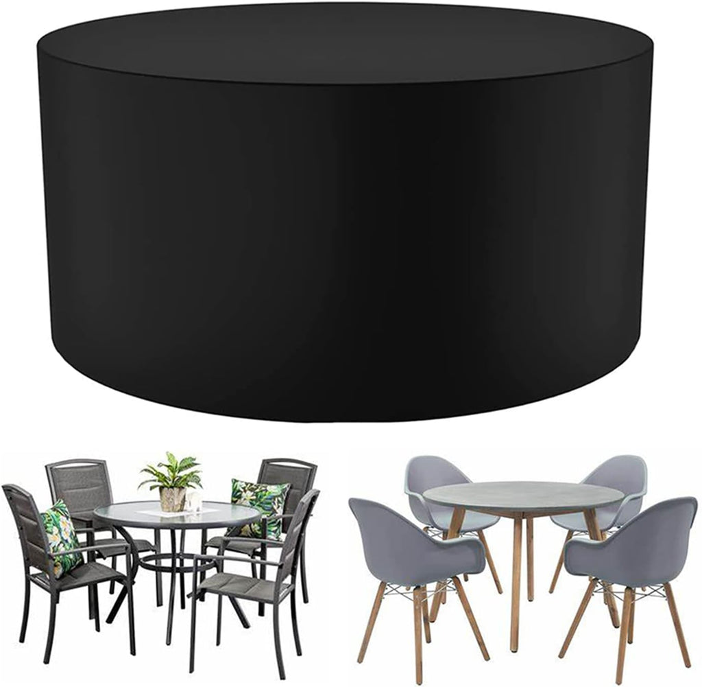 Outdoor Garden Table Set Cover 130' D x 31' H, Waterproof Patio Furniture Set Cover, 420D Dust Proof Furniture Protective Cover, Large Outdoor Stacking Chairs Cover (330x78cm)