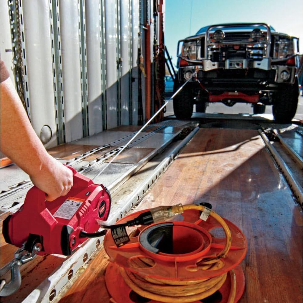 WARN 885030 PullzAll Cordless 24V DC Portable Electric Winch with Steel Cable and 1 Rechargeable Battery Pack: 1/2 Ton (1,000 lb) Lifting/Pulling Capacity, Red
