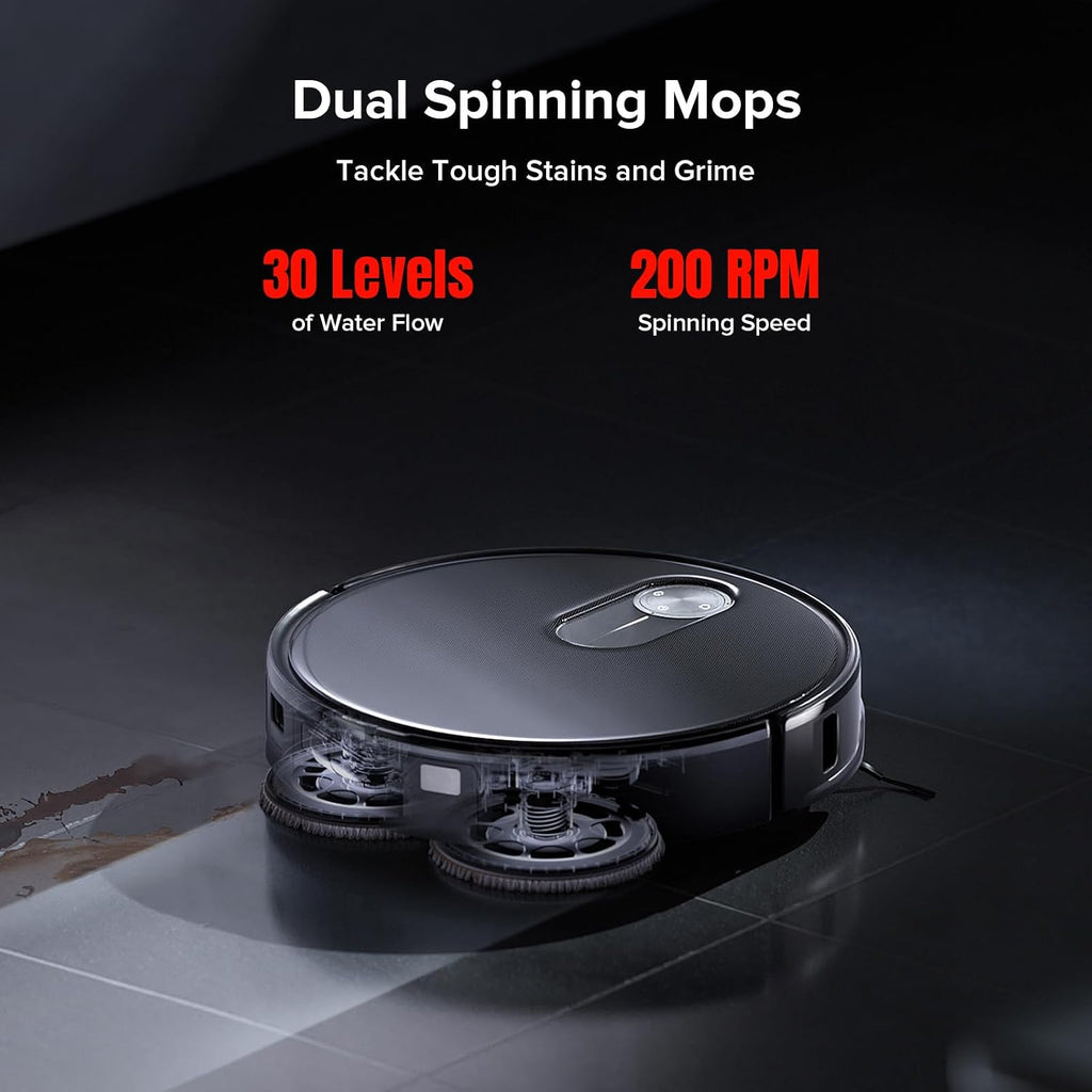 roborock Qrevo Slim Robot Vacuum and Mop Combo, 8.2cm Ultra-Slim, 3D Sensing Tech, Advanced Obstacle Recognition, Powerful Suction, FlexiArm Side Brush & Mop, Auto Mop Washing & Drying, Self-Emptying