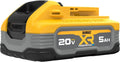 DEWALT 20V MAX Battery, POWERSTACK, More Power More Compact, Rechargeable 5Ah Lithium Ion Battery (DCBP520)