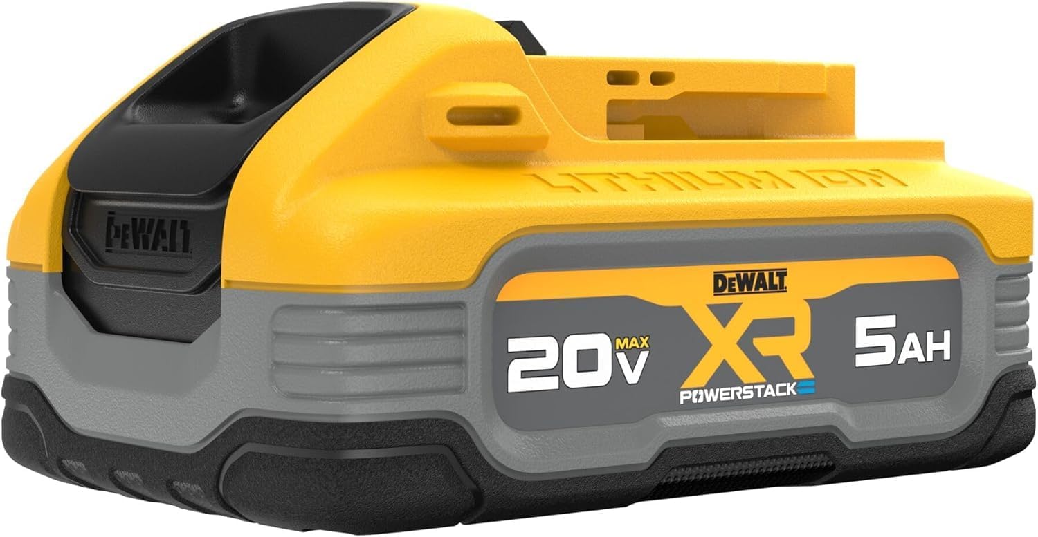 DEWALT 20V MAX Battery, POWERSTACK, More Power More Compact, Rechargeable 5Ah Lithium Ion Battery (DCBP520)