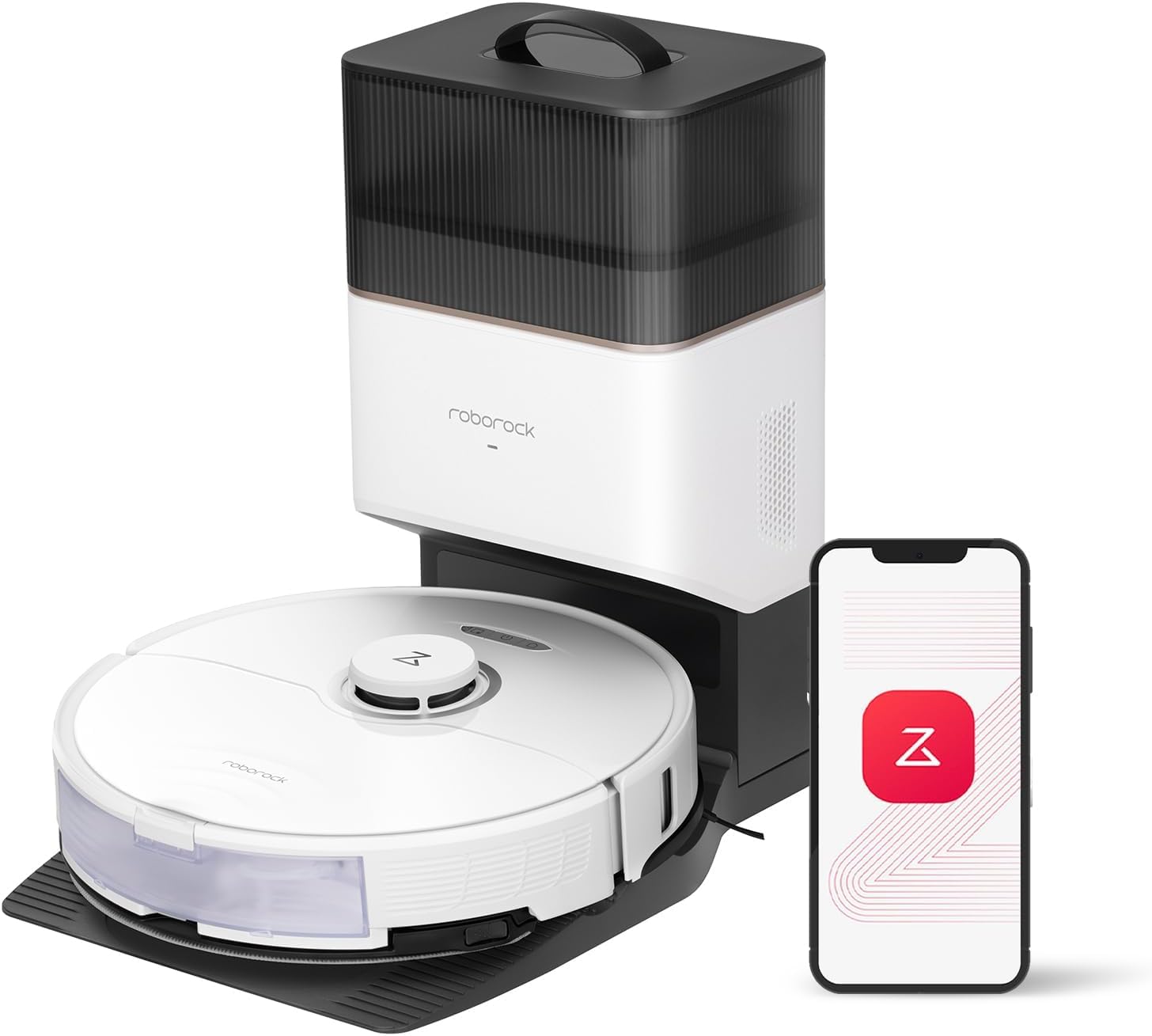 roborock S8+ Robot Vacuum, Sonic Mop with Self-Empty Dock, Stores up to 60-Days of Dust, Auto Lifting Mop, Ultrasonic Carpet Detection, 6000Pa Suction, White (Renewed)