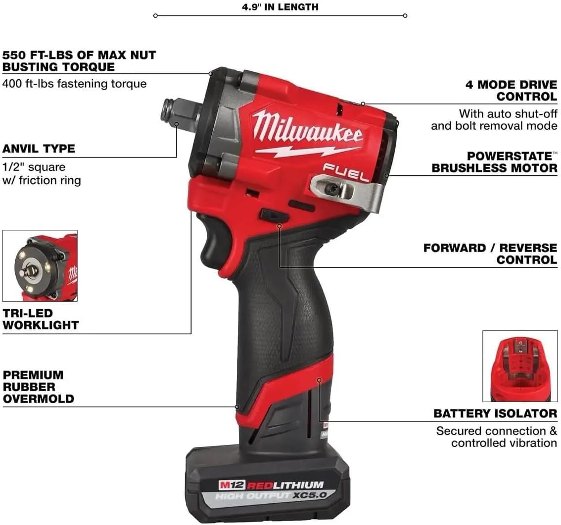 Milwaukee Electric - M12 FUELTRADE Stubby 1/2 Impact Wrench KIT