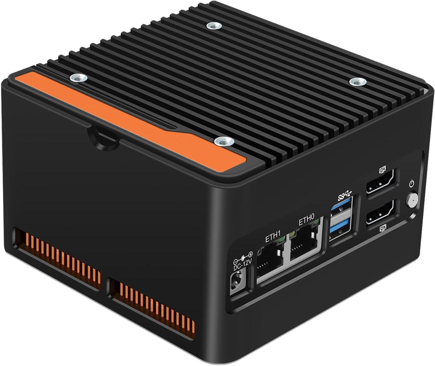 StoneStorm 4-Bay NAS Mini PC Dual 2.5GbE i226-v LAN Ports, N355 with DDR5 MAX 48GB, 4 M.2 NVMe 2280, Dual 4K Display, 2 USB3.2 10Gbps for Micro Firewall Router/Pocket Computer (Barebone)