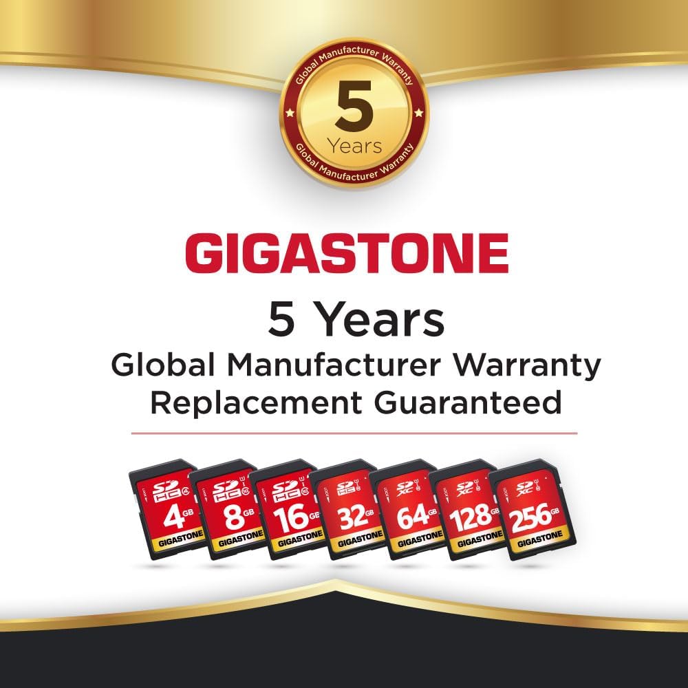 GIGASTONE 64GB SD Card 10-Pack UHS-I U1 Class 10 SDXC Memory Card High Speed Full HD Video Canon Olympus Digital Camera with 10 Mini Cases