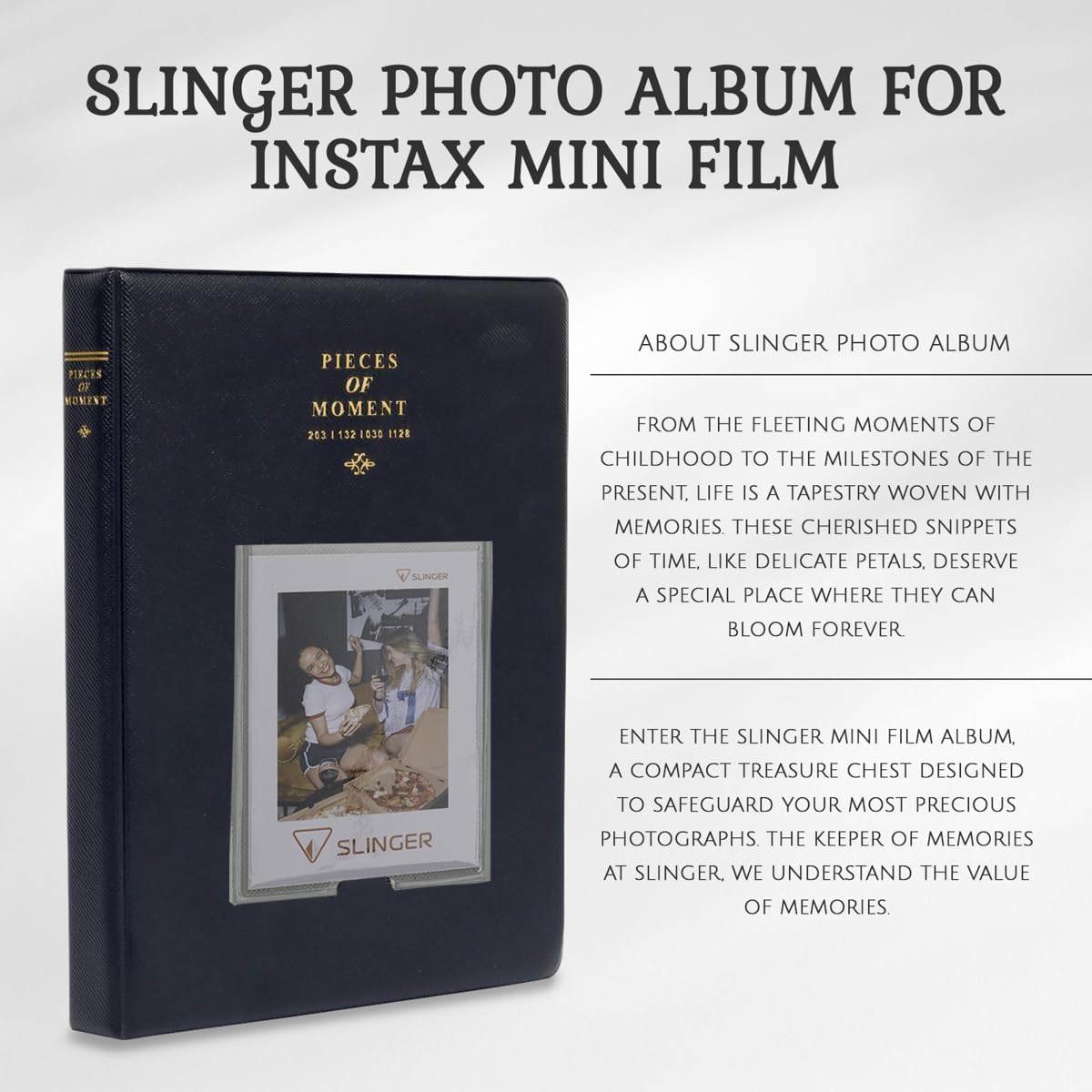 Fujifilm Instax Mini Instant Camera Film, 100 Exposures Total (5 x 20 Sheets), White Border Bundle with Slinger 64-Pocket Mini Photo Album, Black