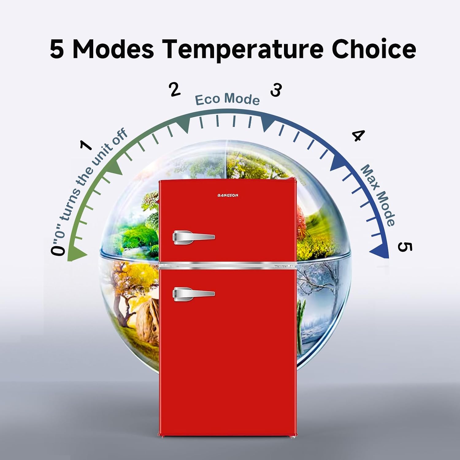 BANGSON 3.2 CU.FT Mini Fridge with Freezer Bedroom, 2 Door Office Small Refrigerator, Door Handle, Bottle Opener, Quiet Compact Fridge For Dorm, Office, Home, Garage or RV, R-600a, Red