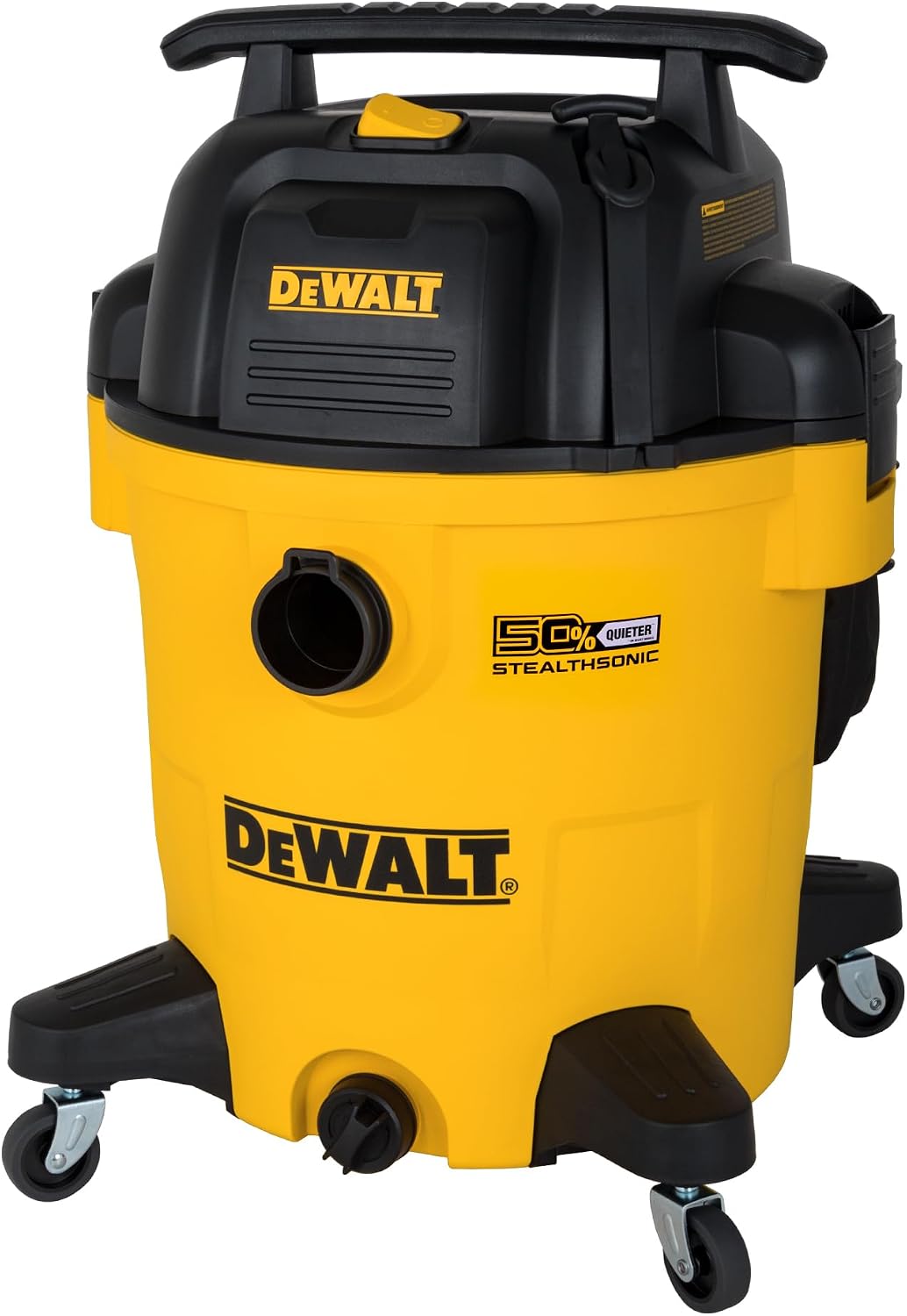 DEWALT 12 Gallon STEALTHSONIC Ultra Quiet Poly Wet Dry Vacuum, DXV12P-QTA Powerful Suction Noise Reduction Vac, 5.5 Peak HP Shop Vacuum for Jobsite/Workshop, Reduce Motor Noise, Yellow