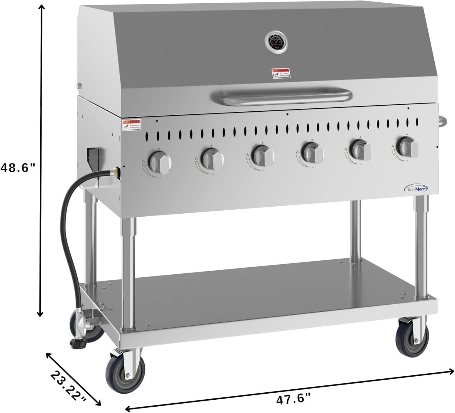 48 in. Commercial Outdoor Propane Gas Grill with Roll Dome Cover, ETL Listed in Stainless-Steel (CGKIT4-48D)