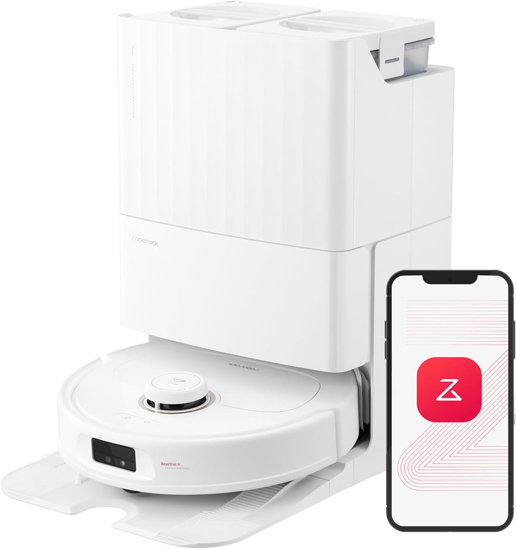 roborock Qrevo MaxV Robot Vacuum and Mop, FlexiArm Design, Hot Water Re-Wash & Re-Mop, Auto-Drying, Self-Emptying, 7000Pa Suction, Built-in Voice Assistant, Auto Mop Lifting(Renewed)