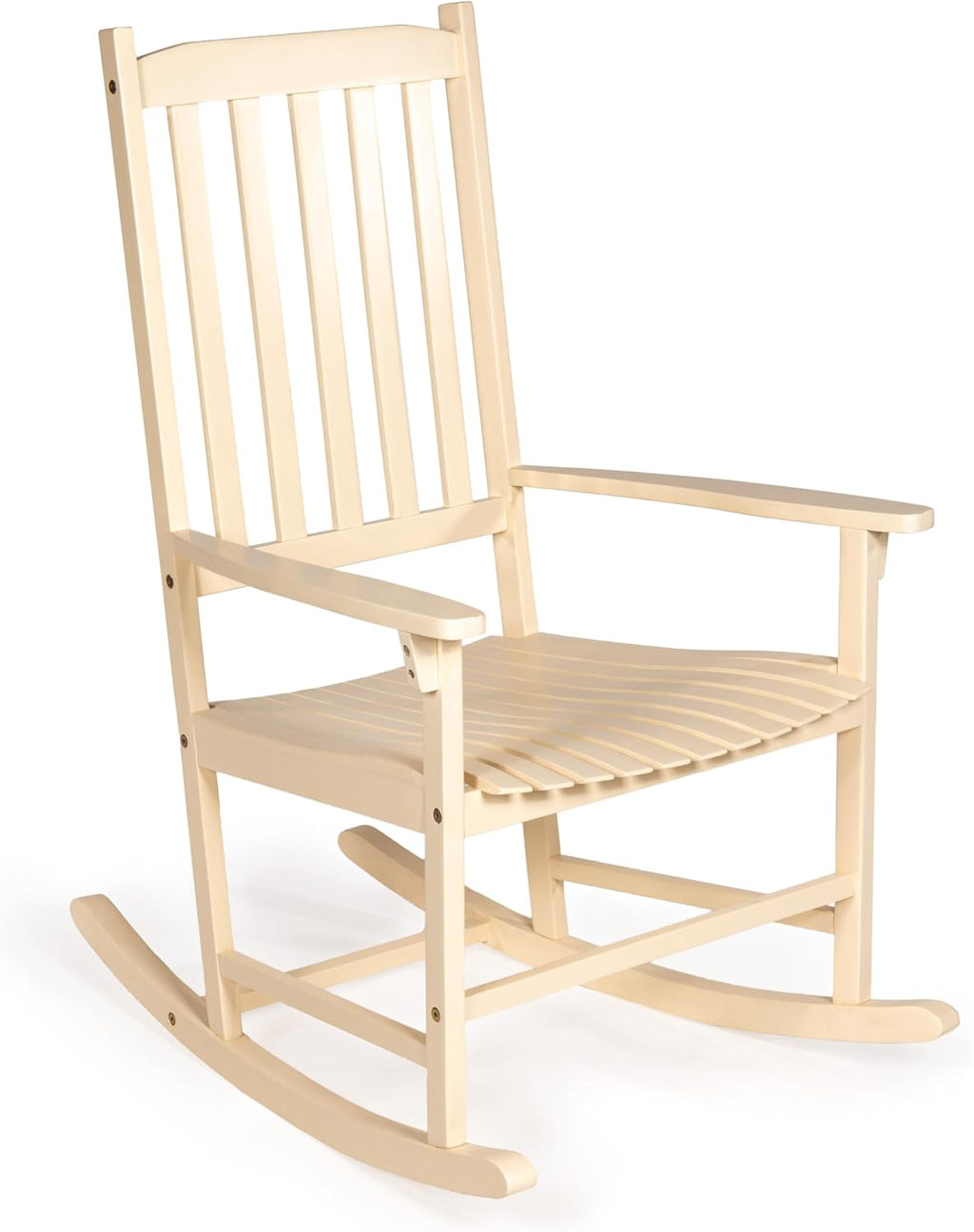 JONATHAN Y RCK300D Seagrove Farmhouse Classic Slat-Back 350-LBS Support Acacia Wood Outdoor Rocking Chair Traditional, Coastal, Cottage, Vintage, Shabby Chic, Almond