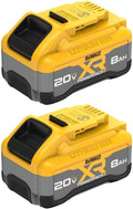DEWALT 20V MAX XR 8Ah POWERPACK Lithium Ion Battery, 2-Pack (DCB2108-2)