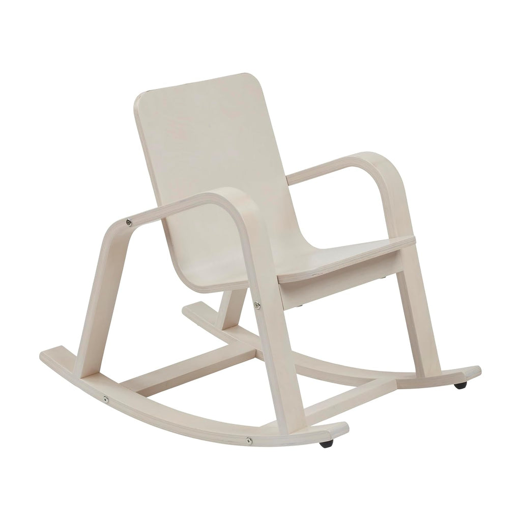ECR4Kids Bentwood Reading Rocking Chair with Armrests, Montessori Furniture, White Wash