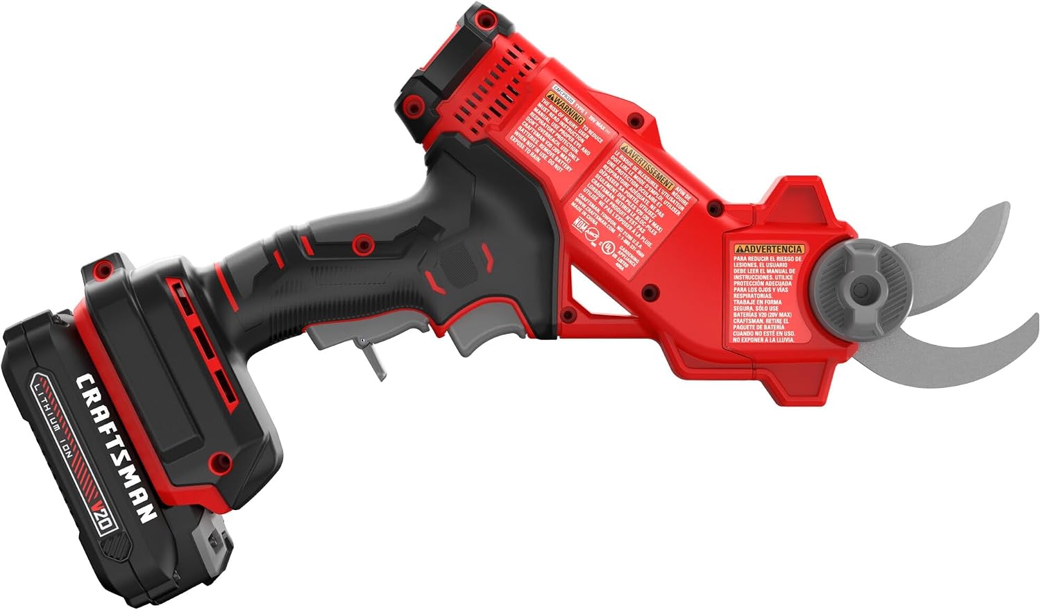 CRAFTSMAN V20 Cordless Electric Pruner, Pruning Shears for Gardening, 2 Ah Battery and Charger Included, Electric Pruning Shears, Tree Pruner (CMCPR320C1)