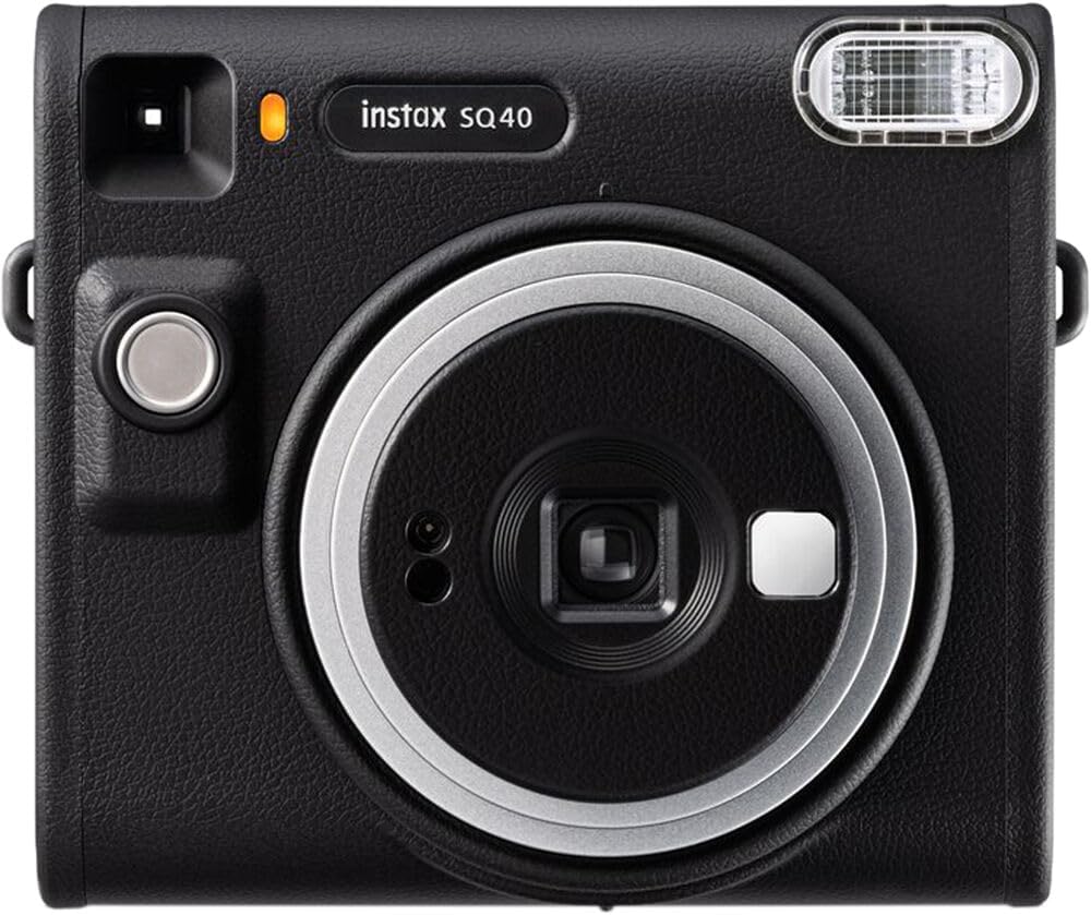 Fujifilm Instax Square SQ40 Instant Camera Vintage Black Bundle with 2 Pack Fuji Instax Film Value Pack (40 Exposures) + Carrying Case + Cleaning Cloth