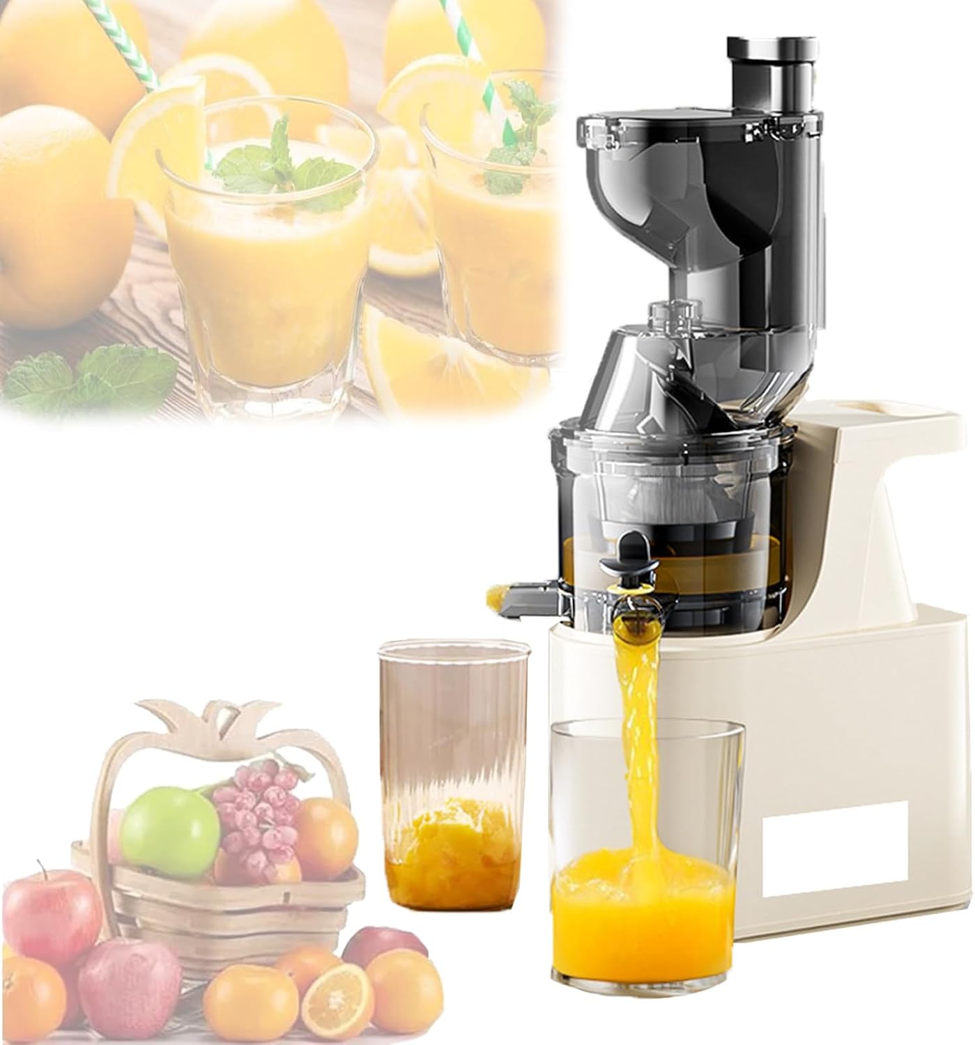 Centrifugal Juicer,Juice Extractor Machine Vegetable And Fruit,2.76 Inch Feed Trough,Whole Fruit Without Cutting,97% Pure Juice,300W Slow Masticating Juicer,Easy To Clean